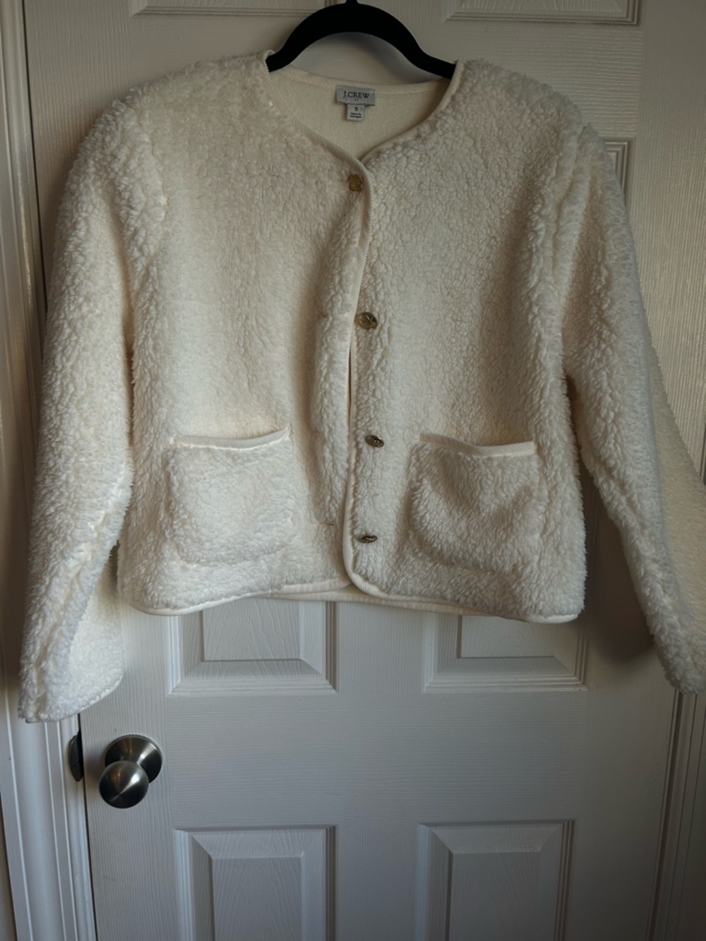 J. Crew Cream Faux Shearling Button Jacket